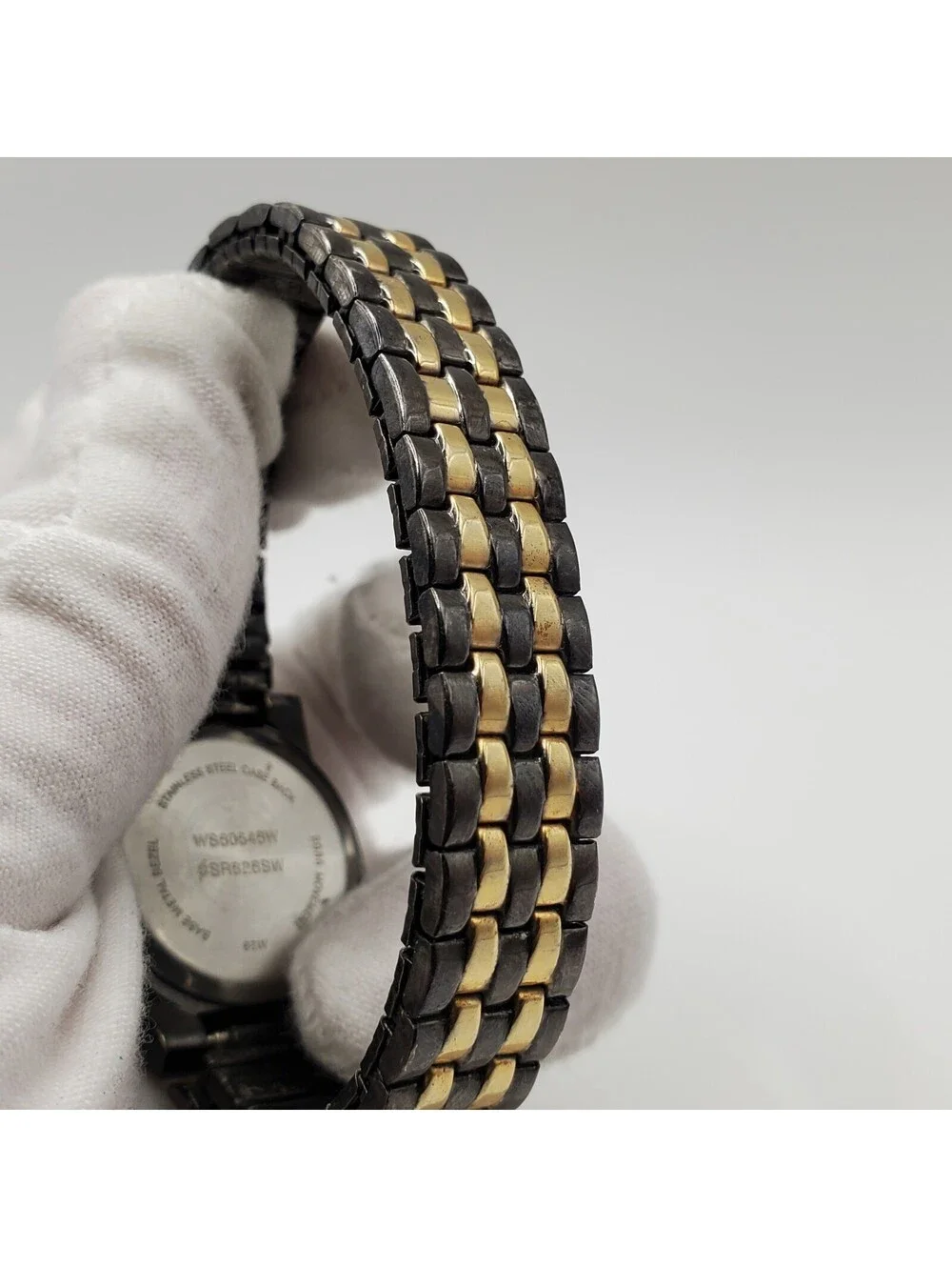 Quartz Watch Women Black/Gold 26mm Stretch Band Tone New Battery